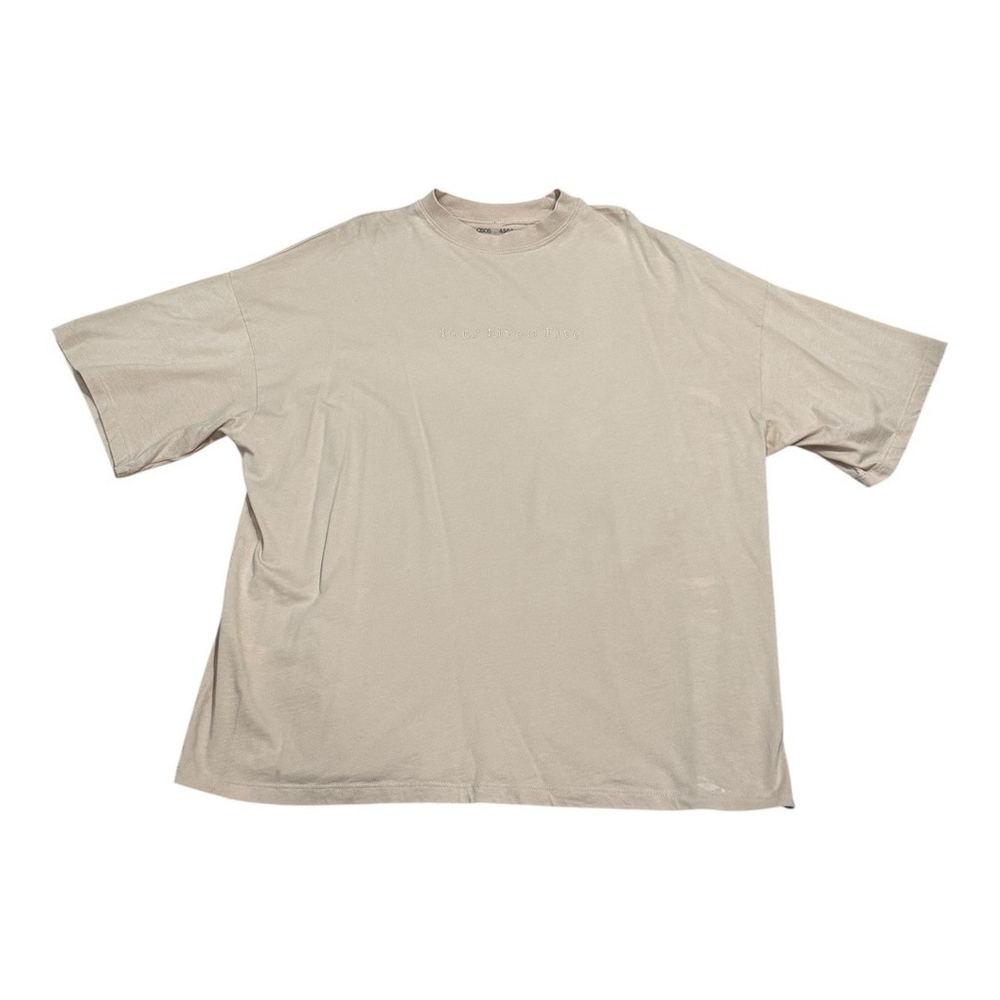 ASOS 4505 Shirt Mens Small Beige Four Five o Five Embroidered Oversized Tee
